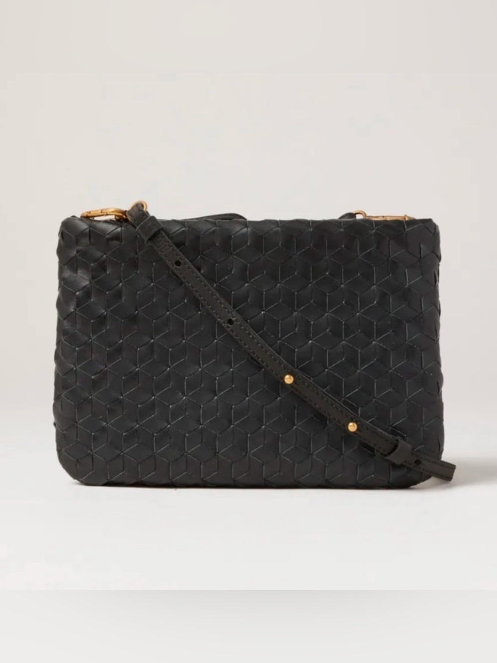 NWT Madewell The Puff Crossbody Bag True Black Woven Leather